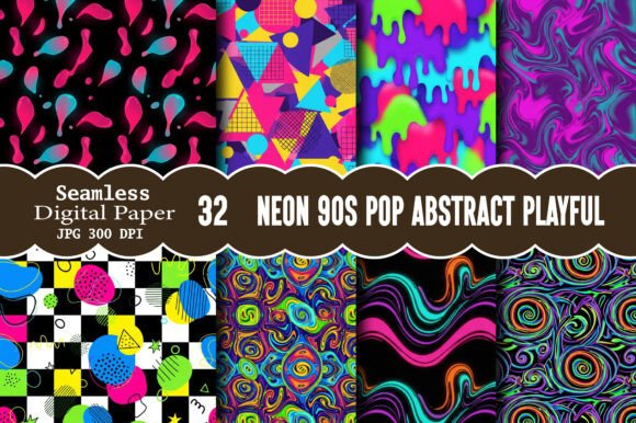 Download Neon 90s Pop Abstract Playful Pattern - Neon Collection