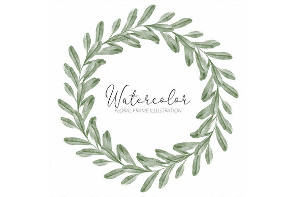 Download Watercolor Green Leaf Wreath Frame - Green leaf Collection