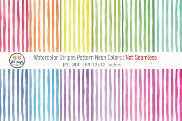 Download Neon Watercolor Stripes Pattern Paper - Neon Collection